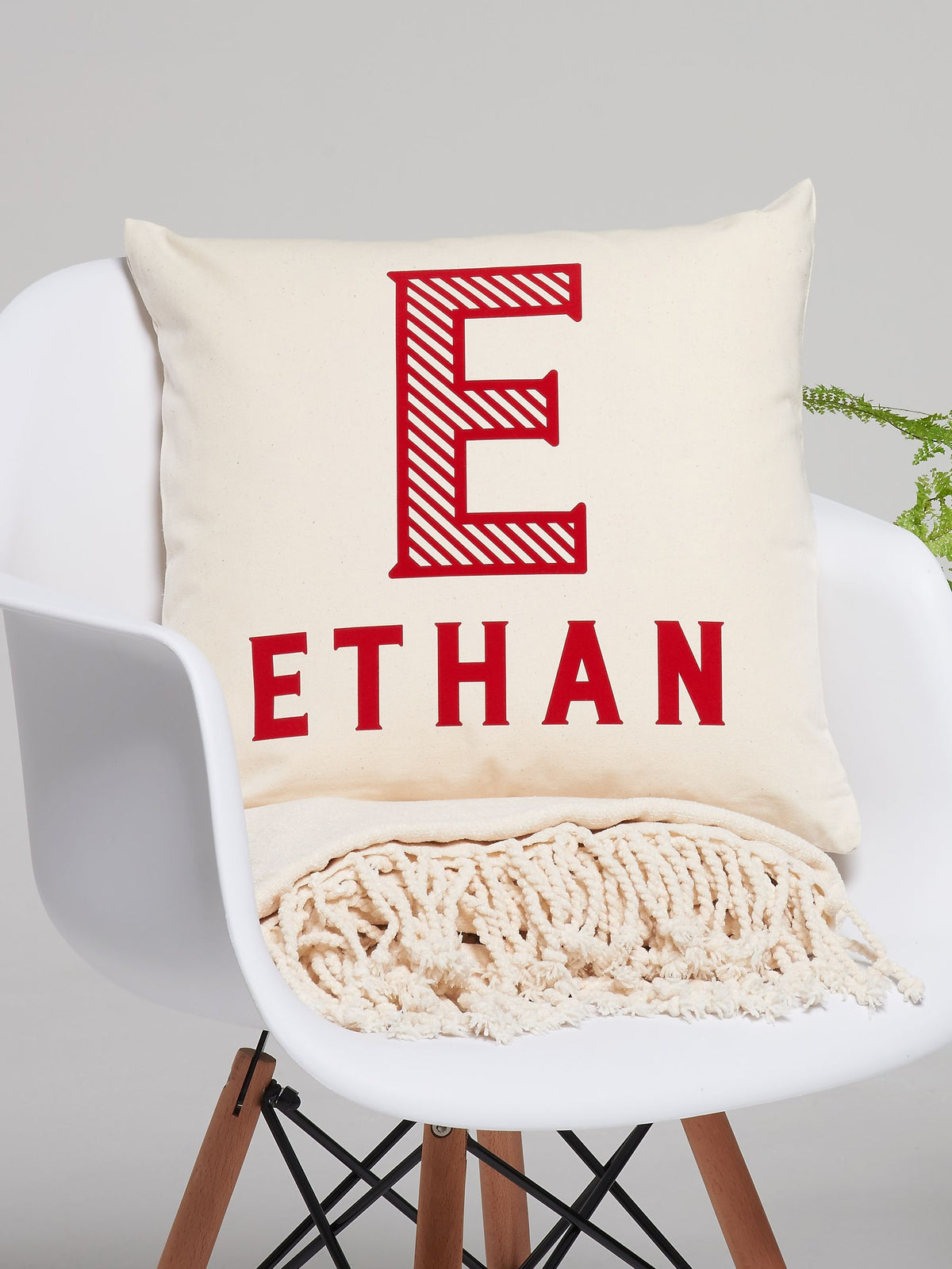 No Ordinary Gift personalised children's initial cushion 45x45cm (British brand)
