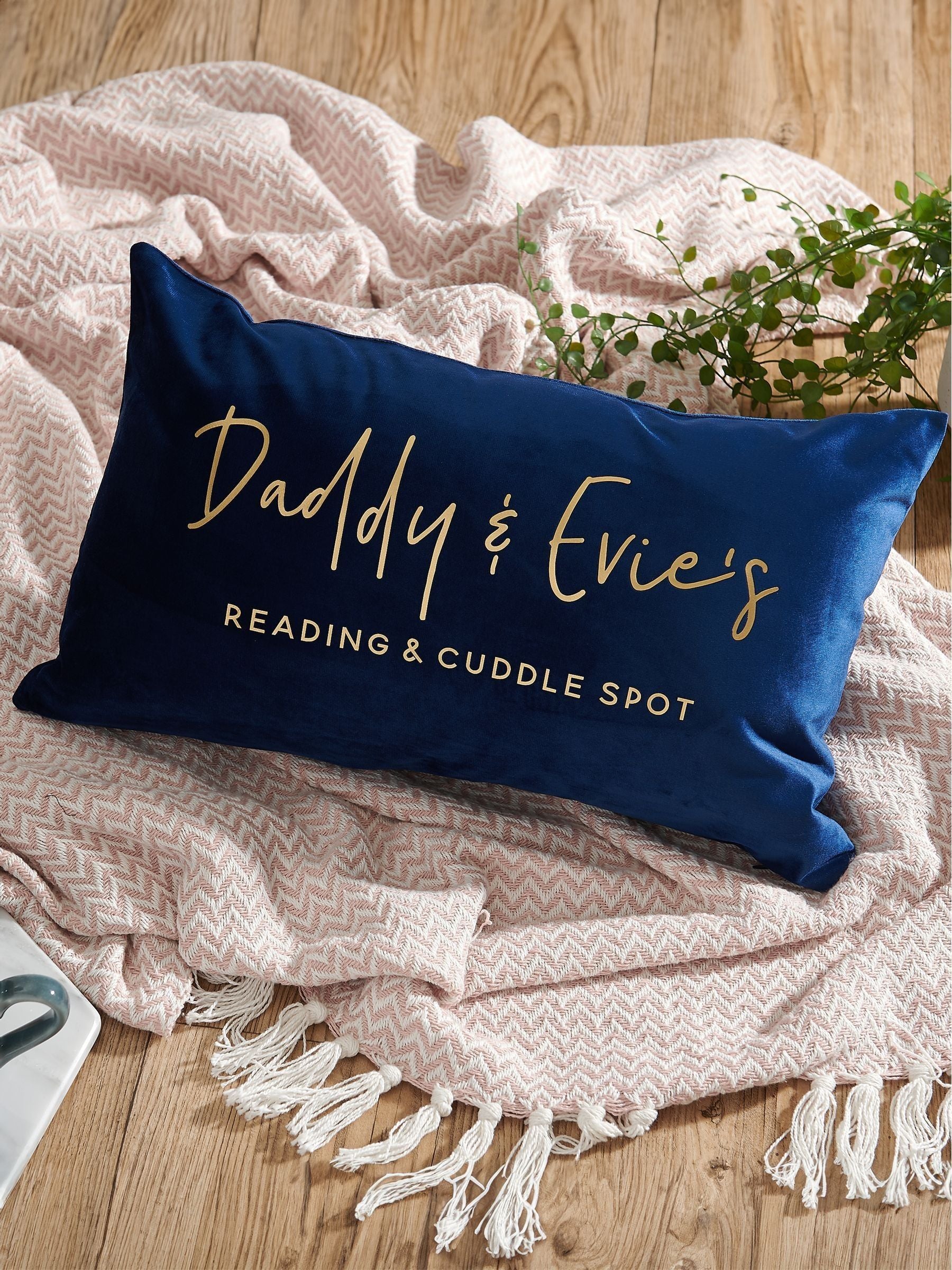 No Ordinary Gift personalised velvet cushion (British brand)