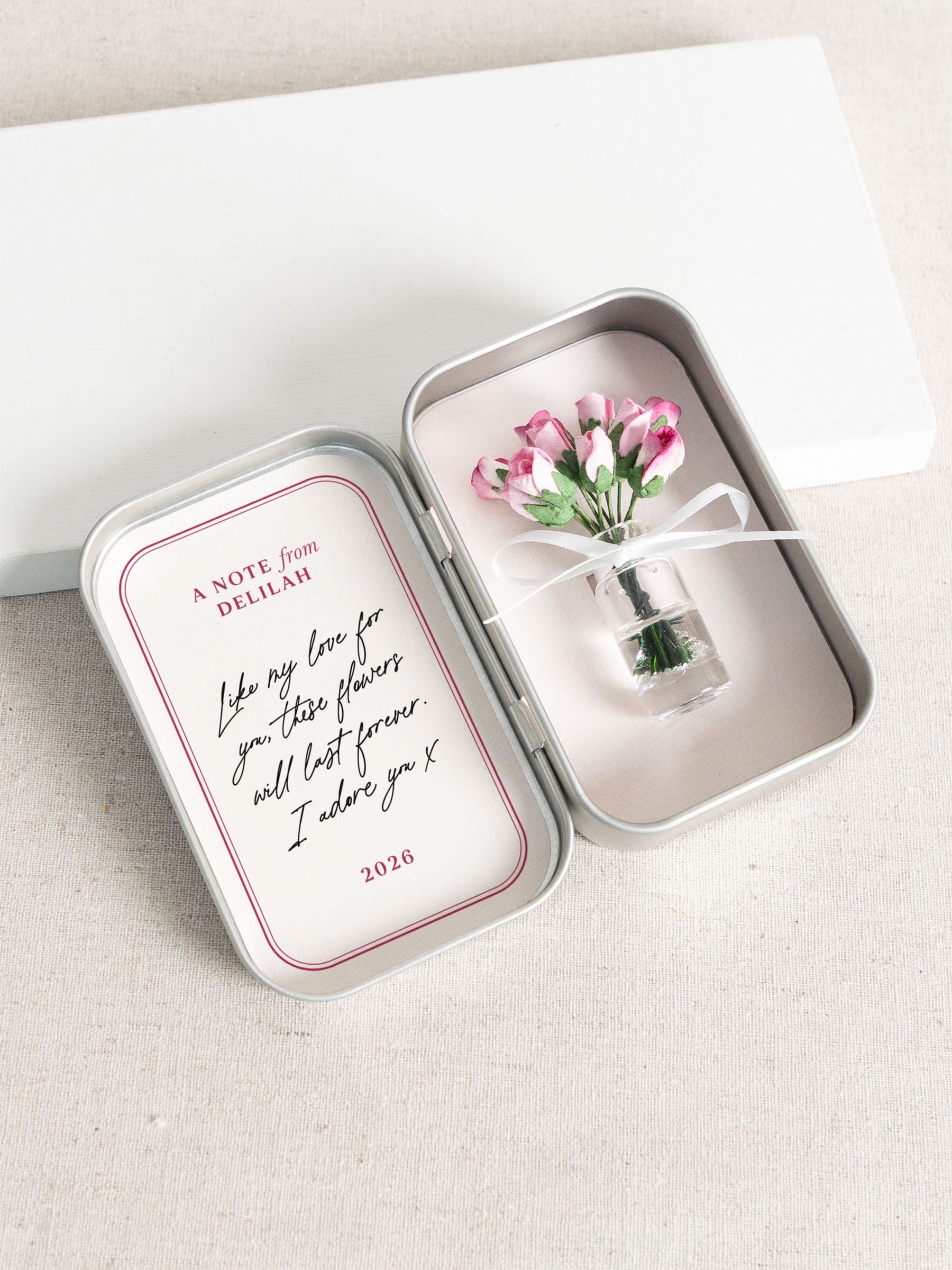 No Ordinary Gift personalised forever roses in metal tin - British product