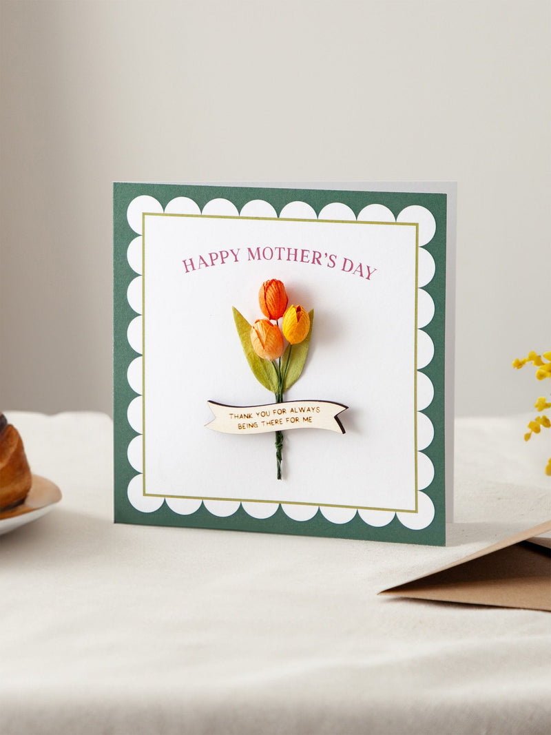 No Ordinary Gift paper tulip card personalised wooden banner 15cm - British product