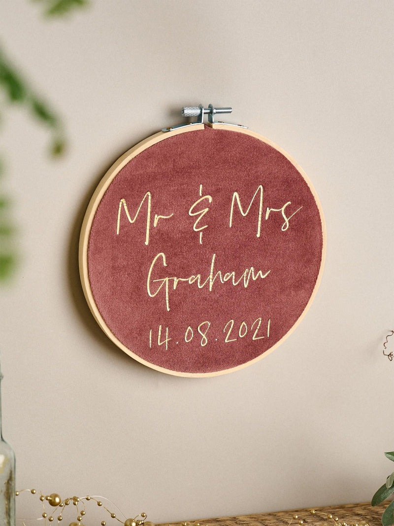 No Ordinary Gift personalised velvet wedding hoop 6 inch, UK version