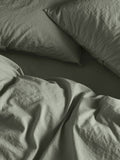Bedfolk Green Relaxed Cotton Pillowcases Pair