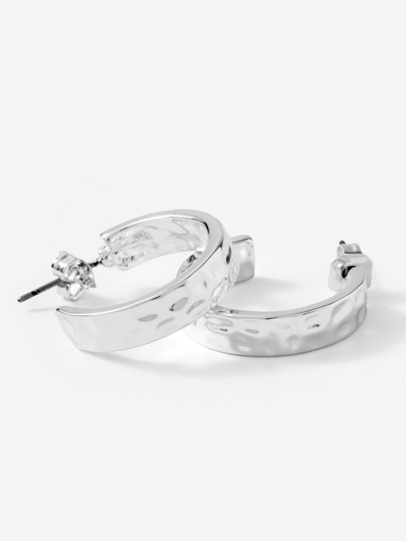 Mint Velvet silver tone textured hoop earrings, imported from the UK