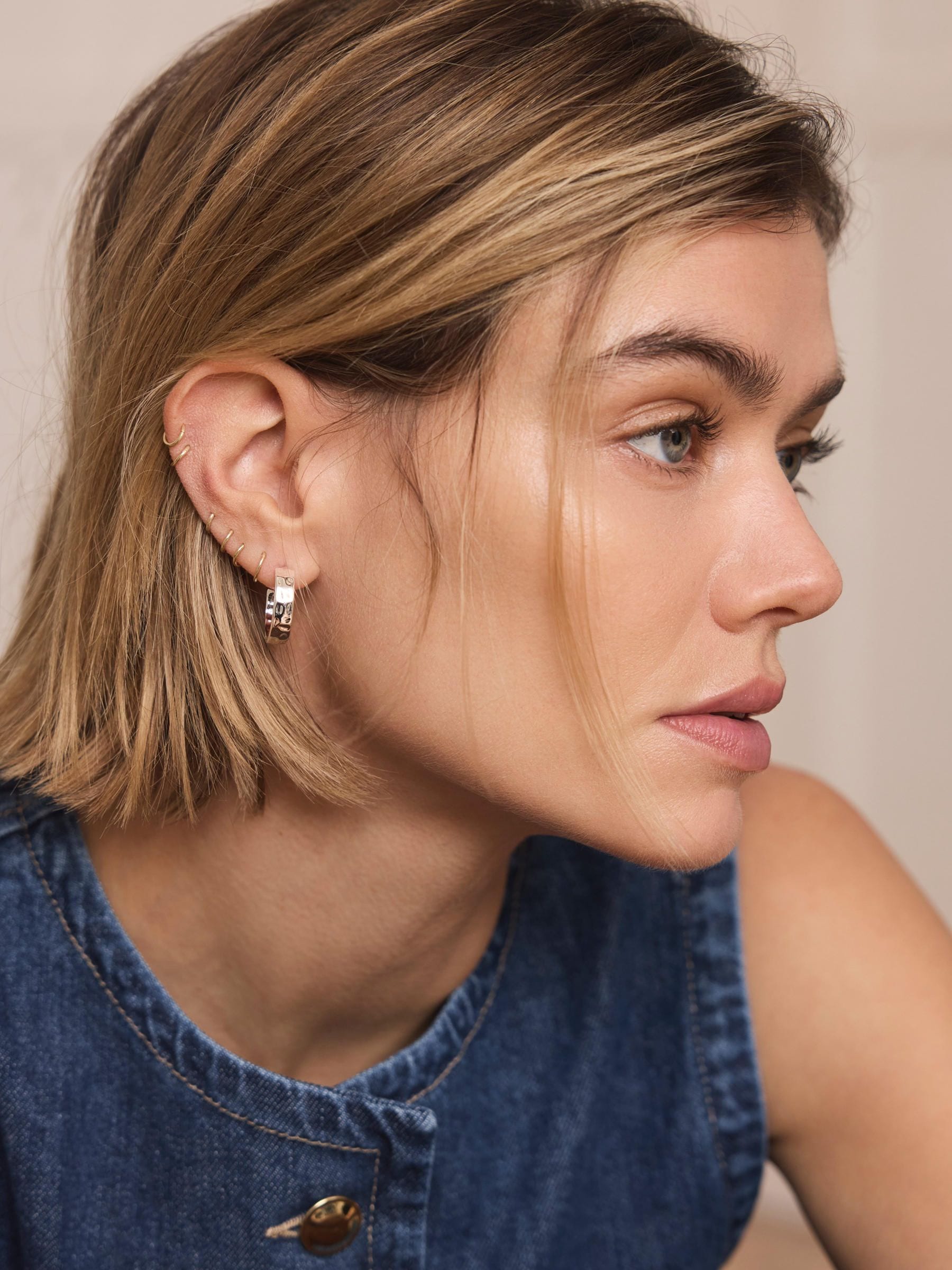 Mint Velvet silver tone textured hoop earrings, imported from the UK