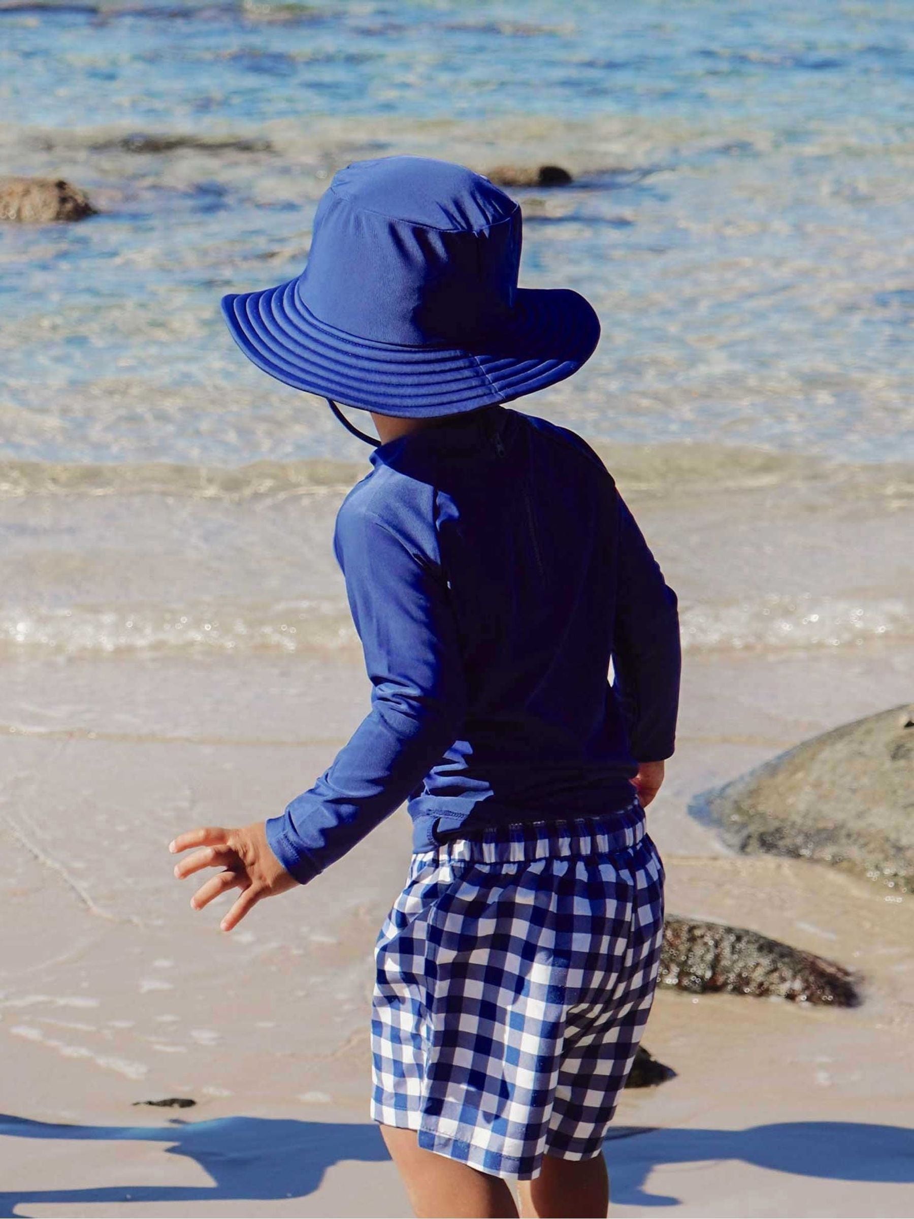 Purebaby blue broad brim swim hat - British product