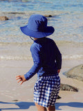 Purebaby blue broad brim swim hat - British product