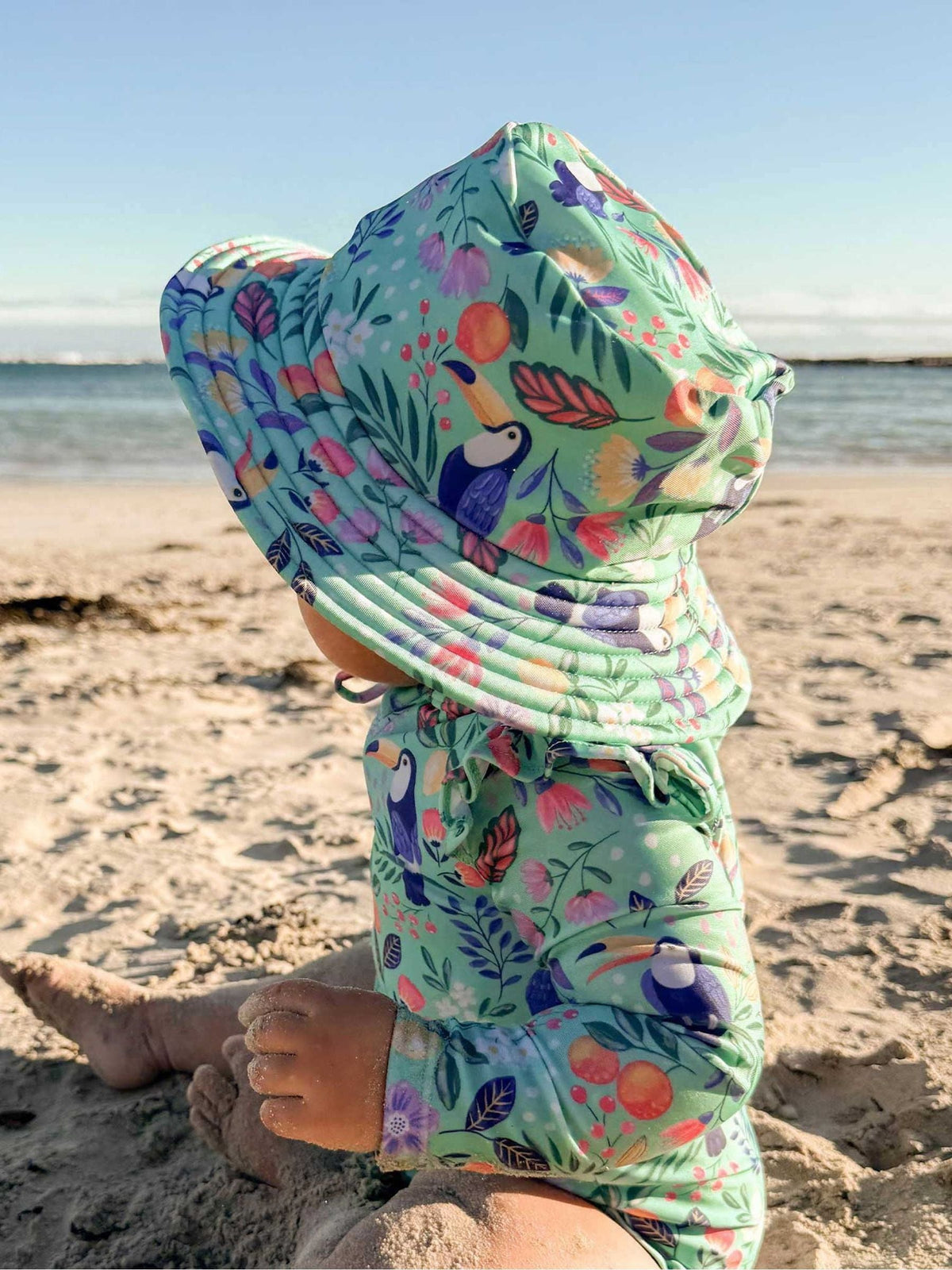 Purebaby green broad brim swim hat, UK version
