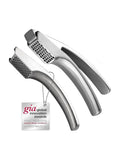 Stainless steel garlic press with detachable handle, imported from the UK