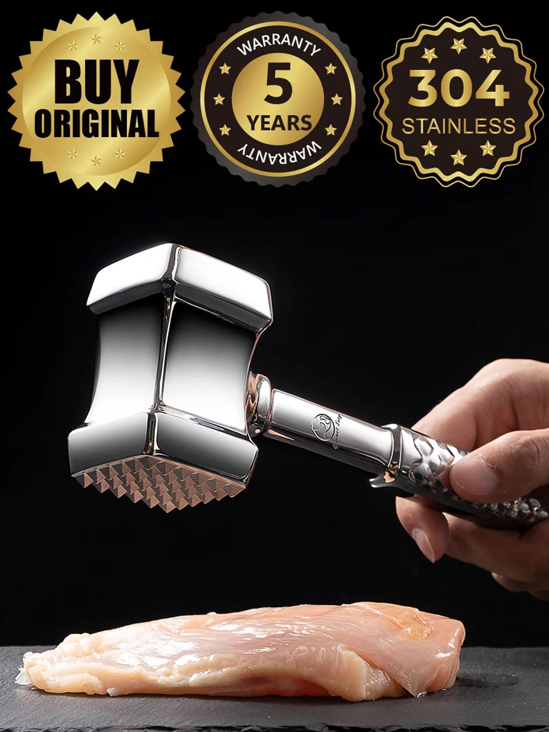 Gourmet Easy dual-sided stainless steel meat tenderizer - British product