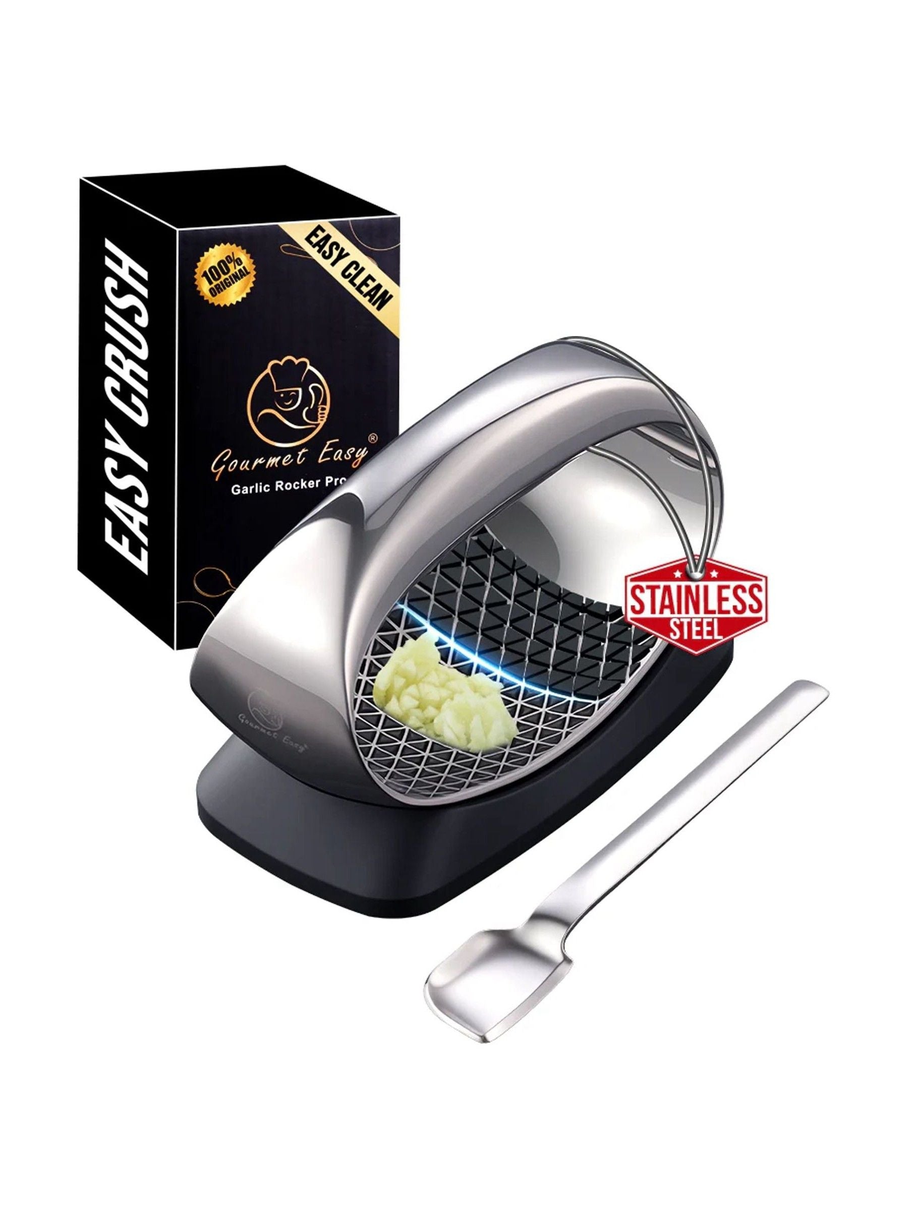 Gourmet Easy stainless steel garlic rocker, UK version