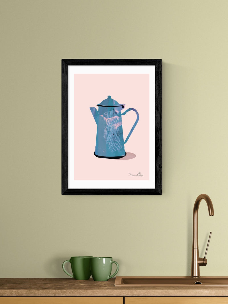 East End Prints coffee pot wall art print by Dan Hobday, imported from the UK