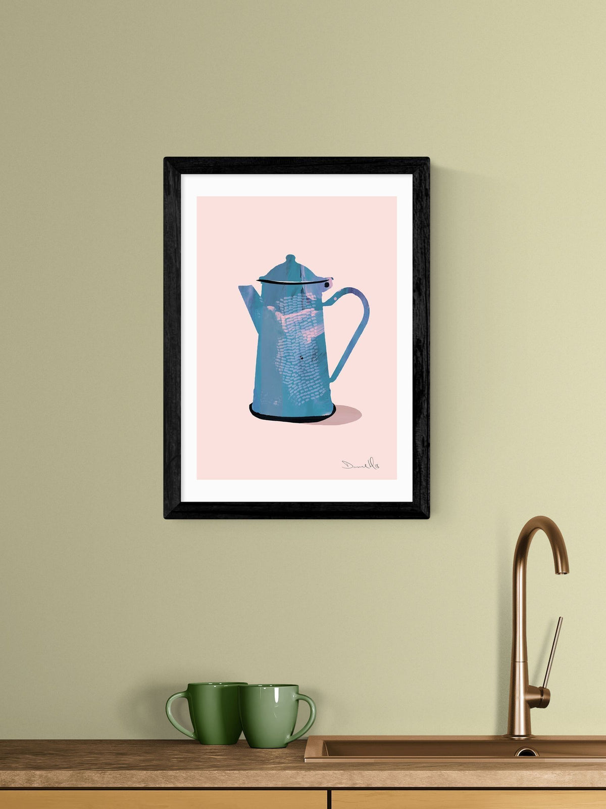 East End Prints coffee pot wall art print by Dan Hobday, imported from the UK