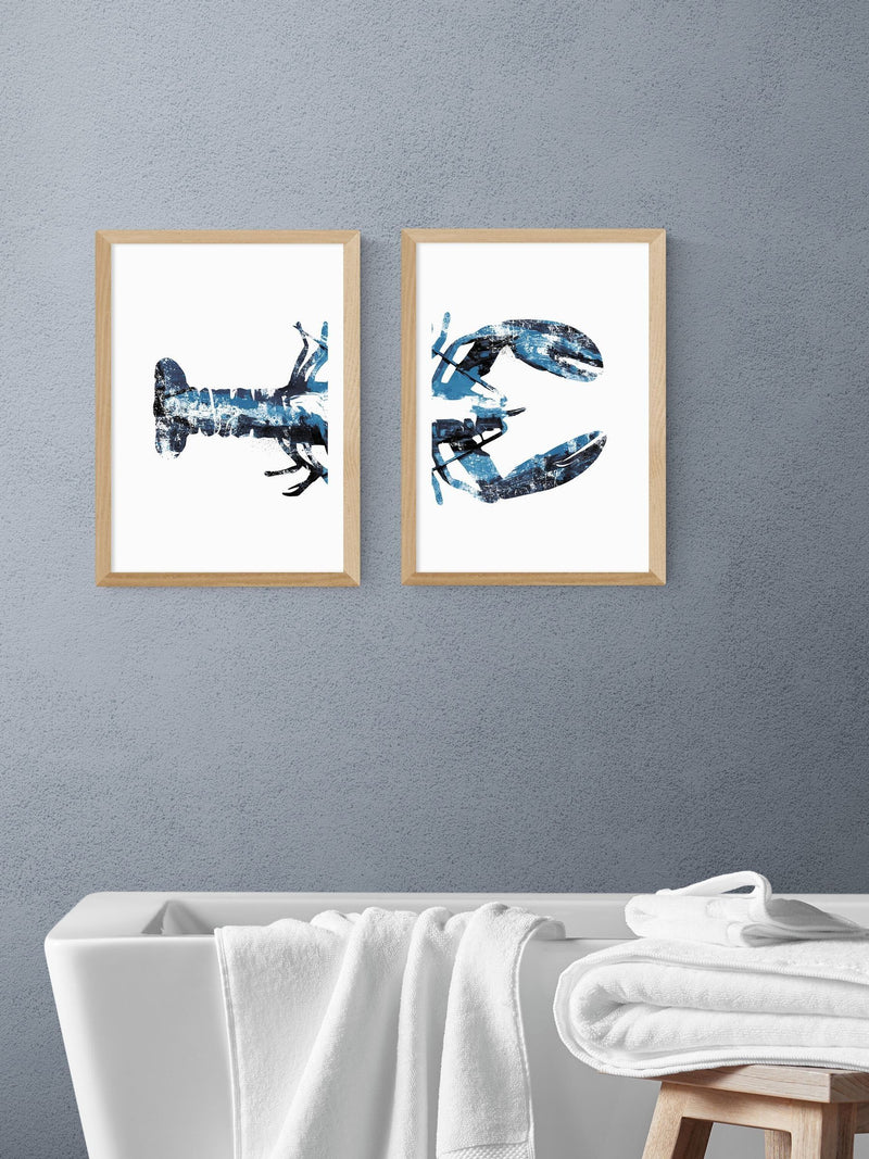 East End Prints lobster wall art diptych, imported from the UK