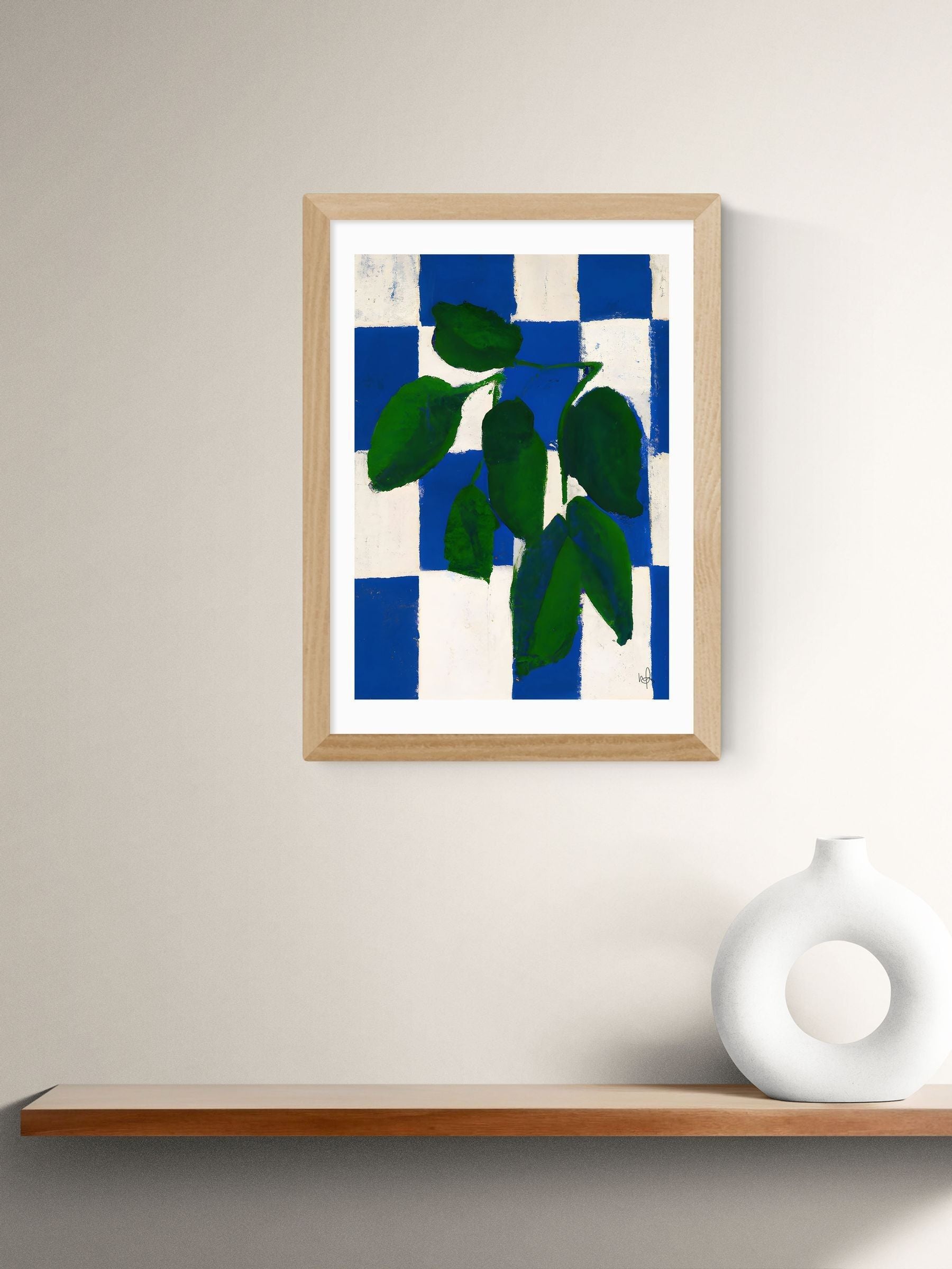 East End Prints Oak Checkered Greenery Wall Art Print by Merel Takken