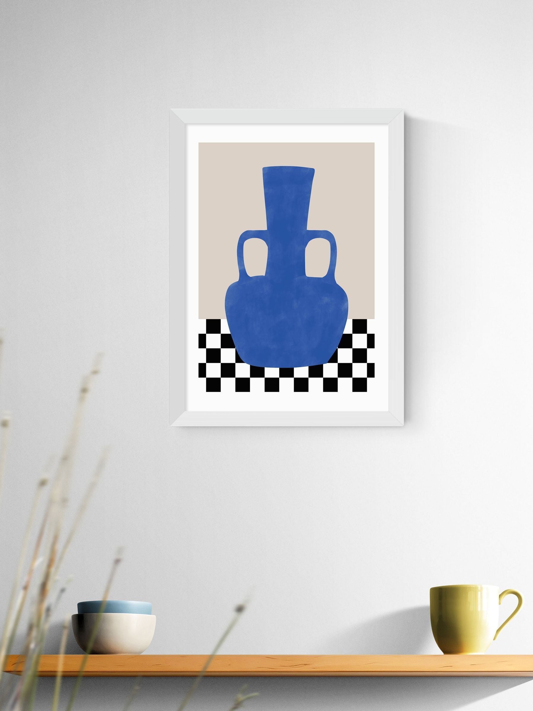 East End Prints White Blue Still Life Poster II Wall Art Print by The Print Republic