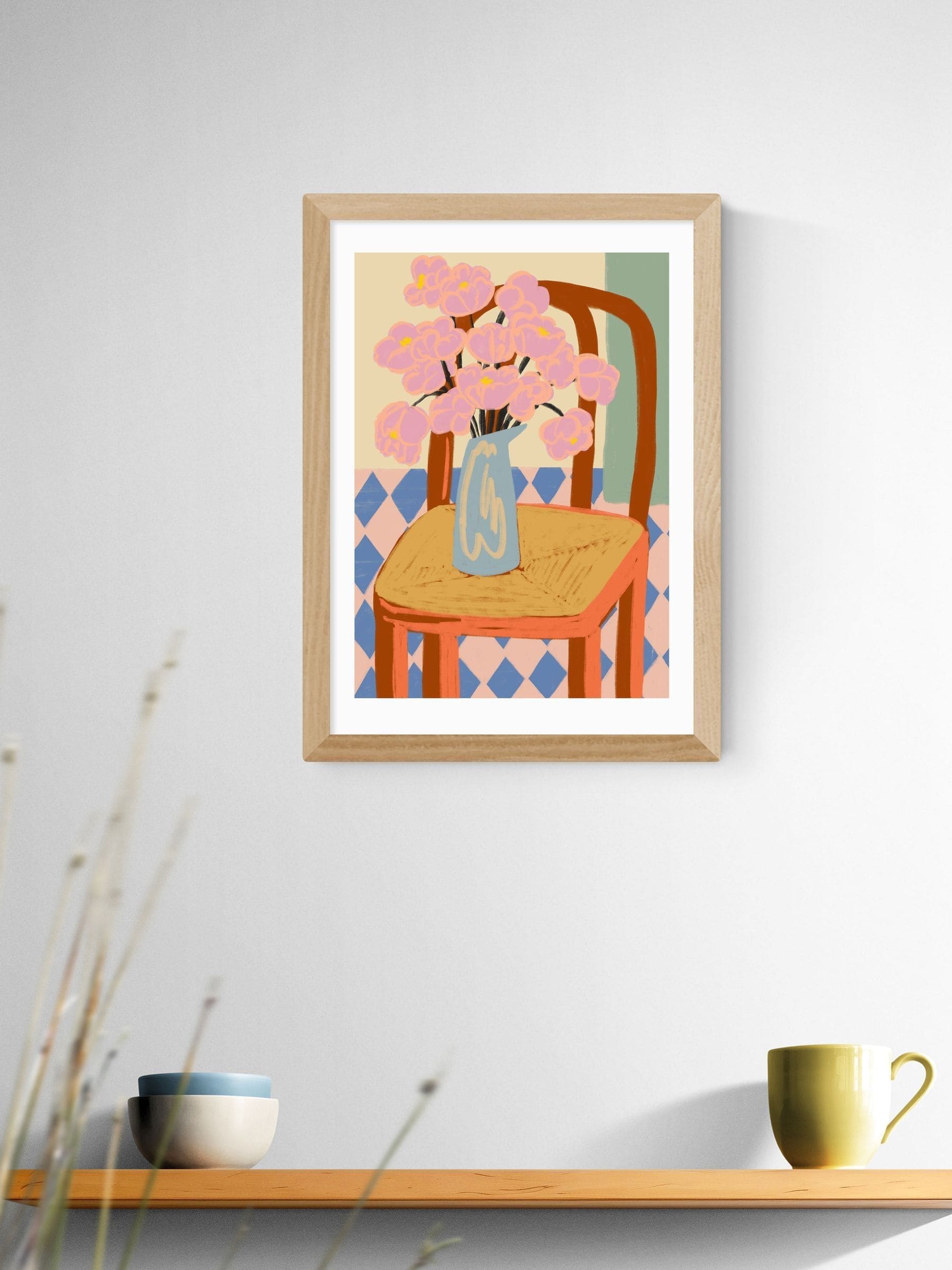 East End Prints Oak Flowers on a Chair Wall Art Print by Sandra Poliakov
