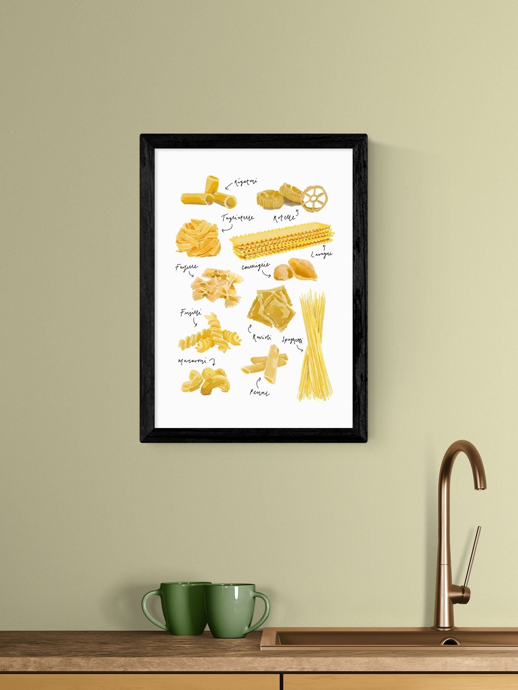 East End Prints pasta shapes wall art by Natalie Cass - British product