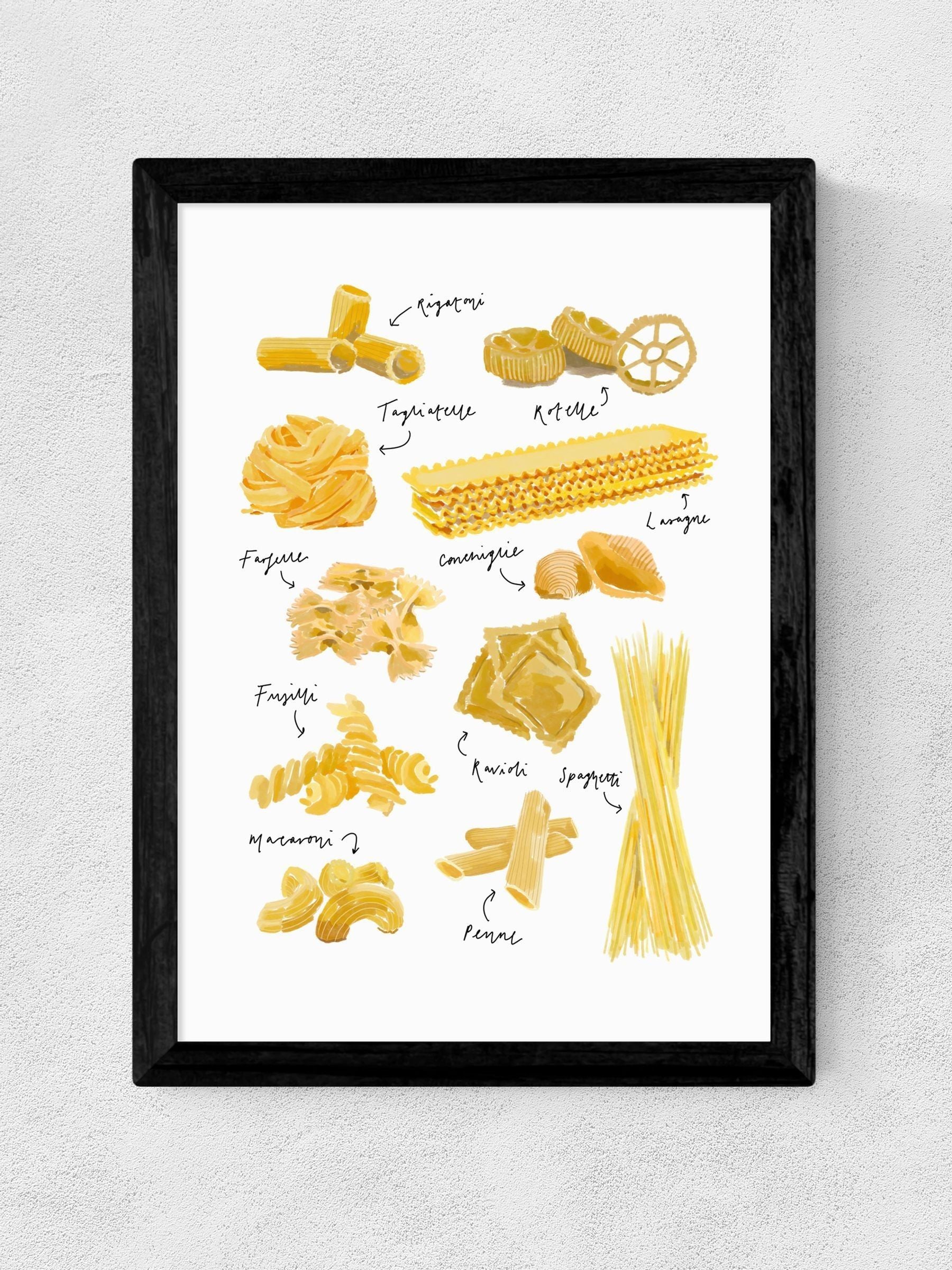 East End Prints pasta shapes wall art by Natalie Cass - British product