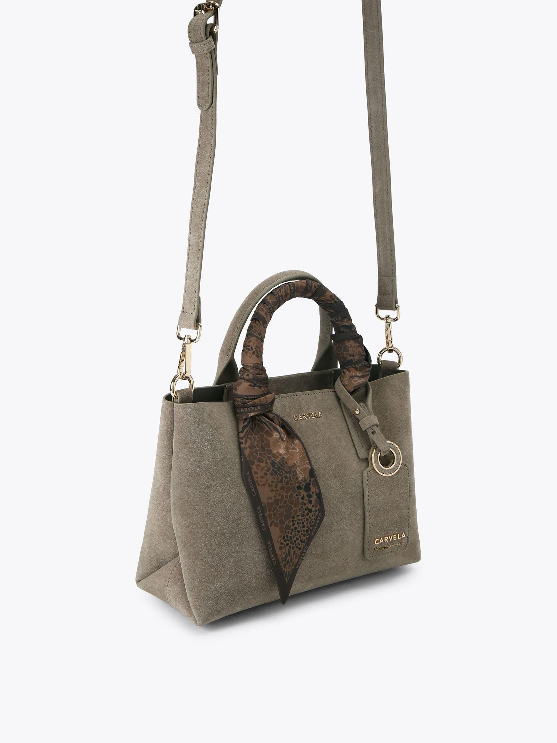 Carvela Nina mini tote bag in taupe suede (British brand)