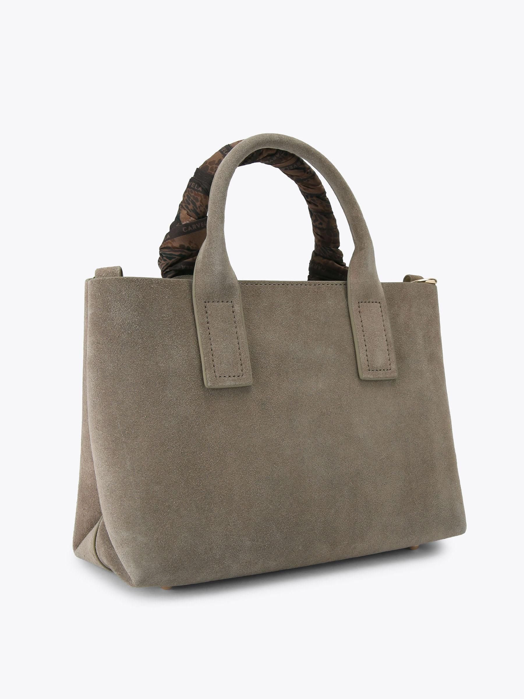 Carvela Nina mini tote bag in taupe suede (British brand)
