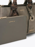 Carvela Nina mini tote bag in taupe suede (British brand)