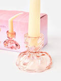 Oliver Bonas Pink Alba double-sided glass candlestick holders, set of two - British product