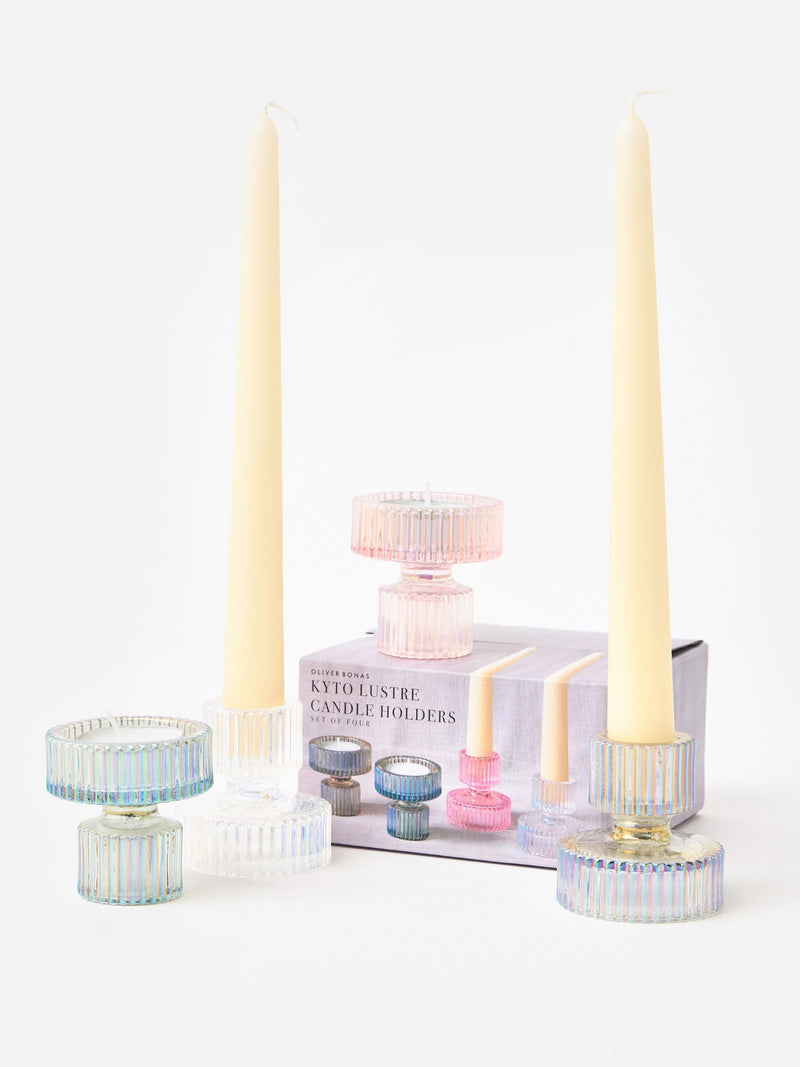 Oliver Bonas glass candle holders set of four, imported from the UK