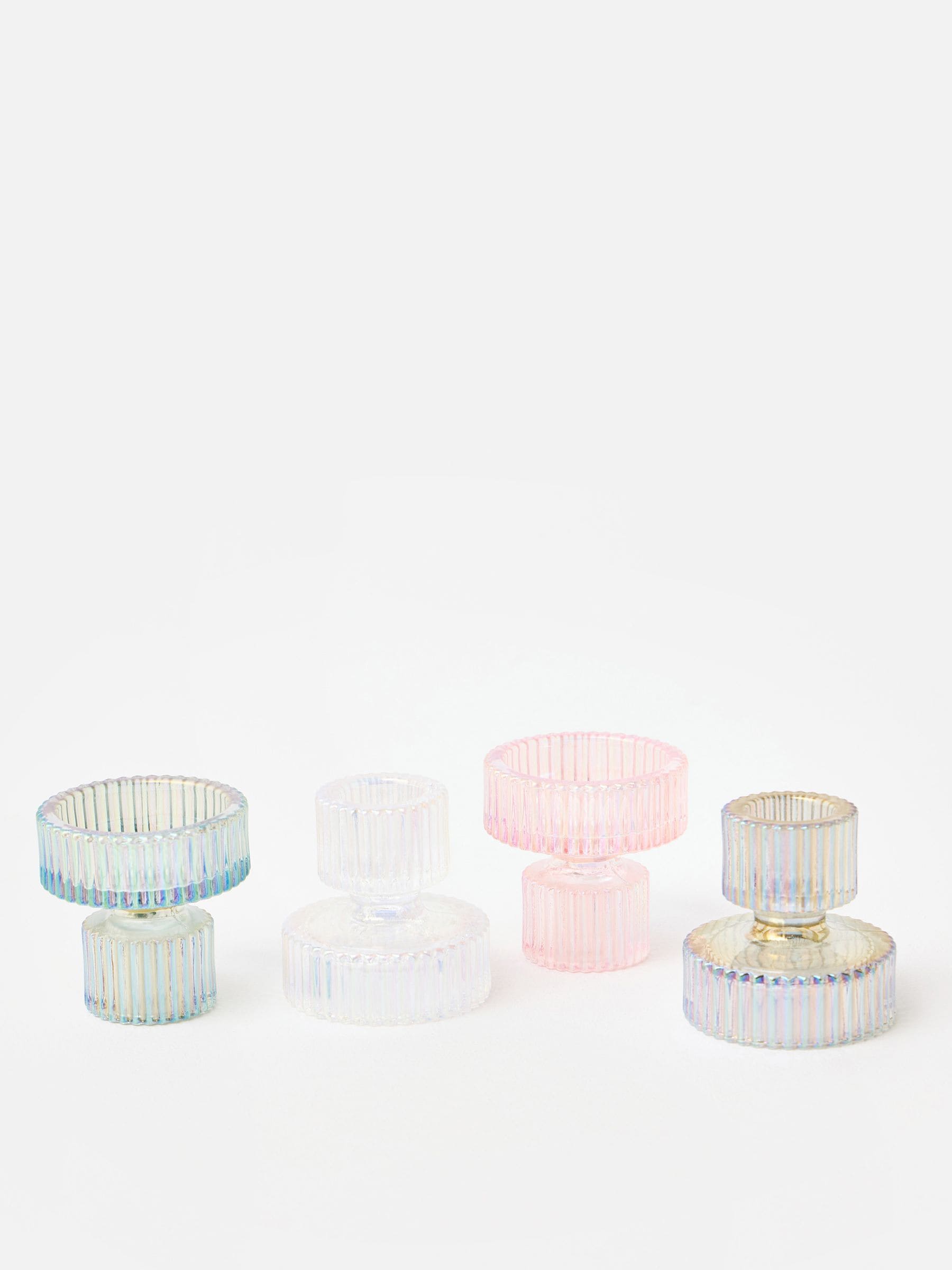 Oliver Bonas glass candle holders set of four, imported from the UK