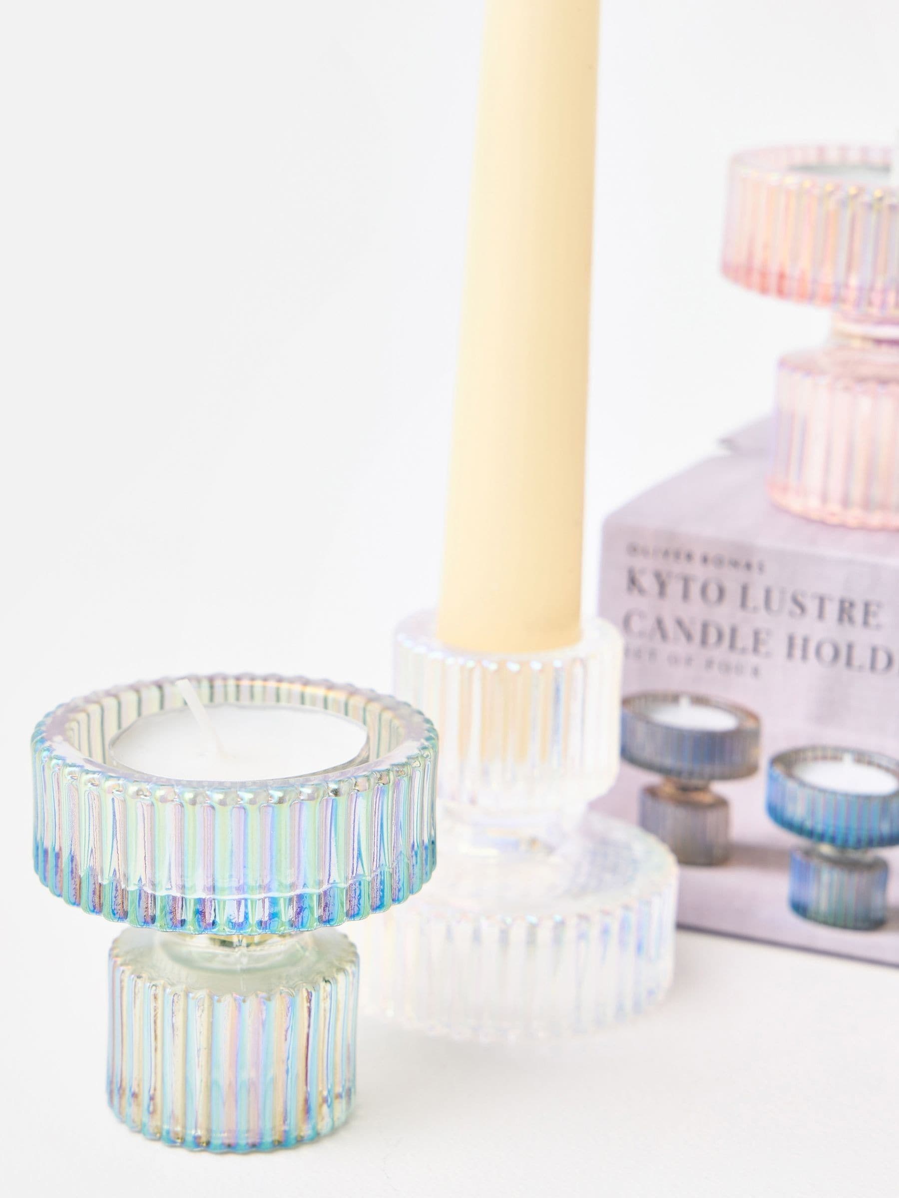 Oliver Bonas glass candle holders set of four, imported from the UK