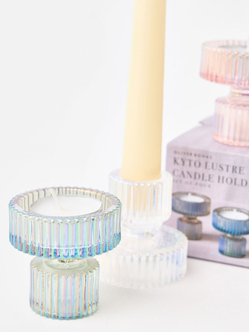 Oliver Bonas glass candle holders set of four, imported from the UK