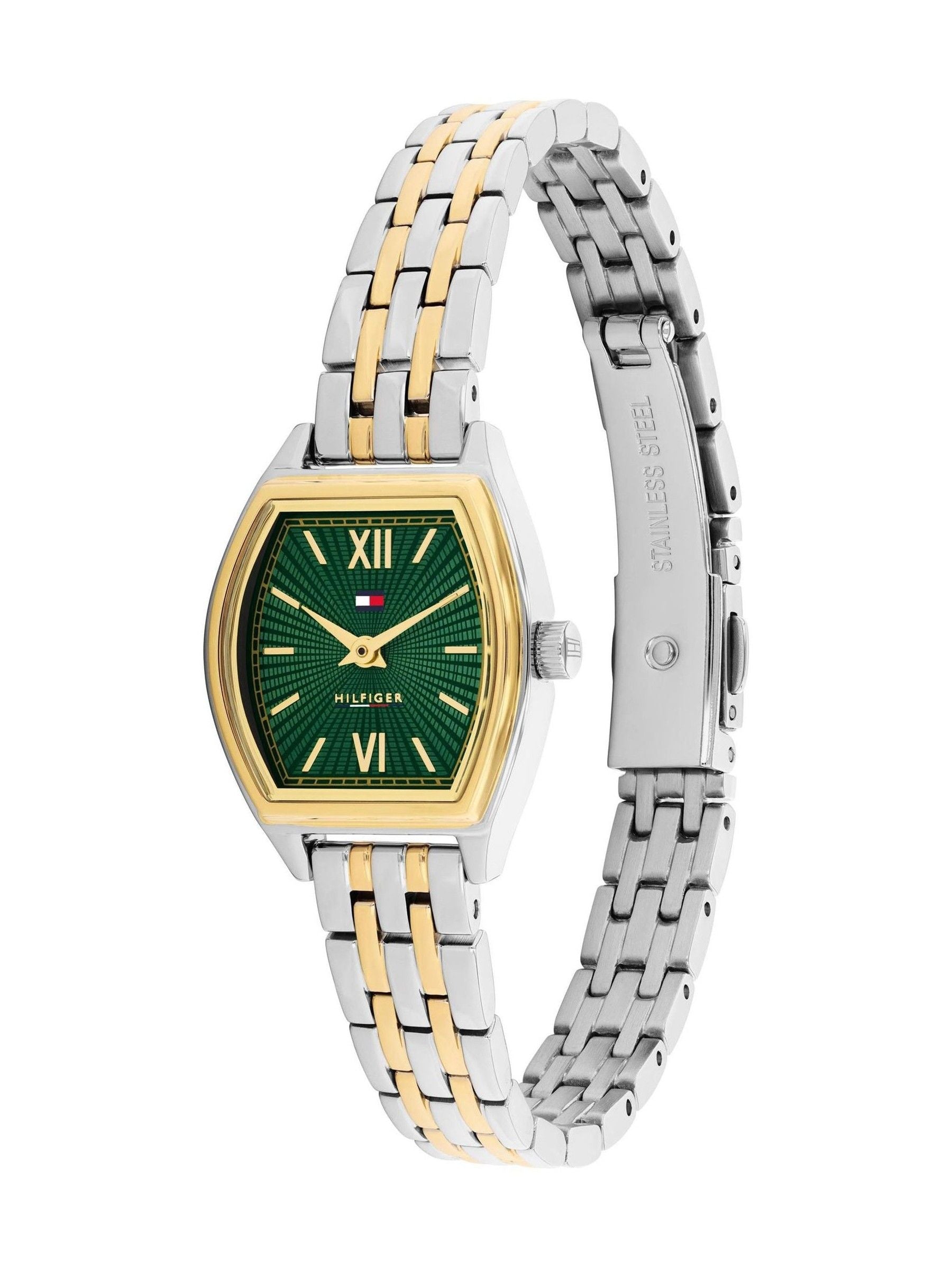 Tommy Hilfiger gold two tone watch green dial 21.5mm (British brand)