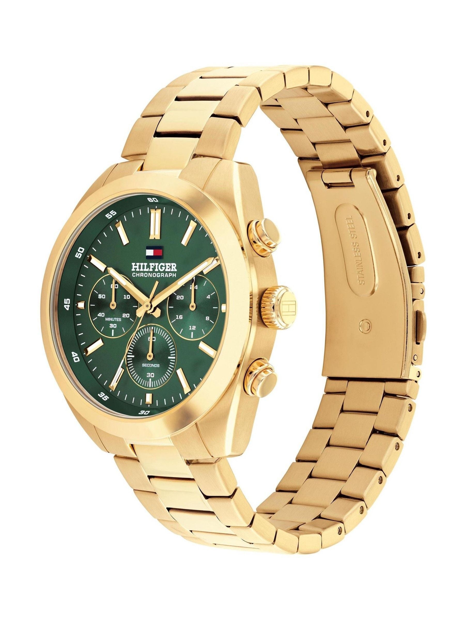 Tommy Hilfiger gold plated bracelet watch 44mm green dial - British product