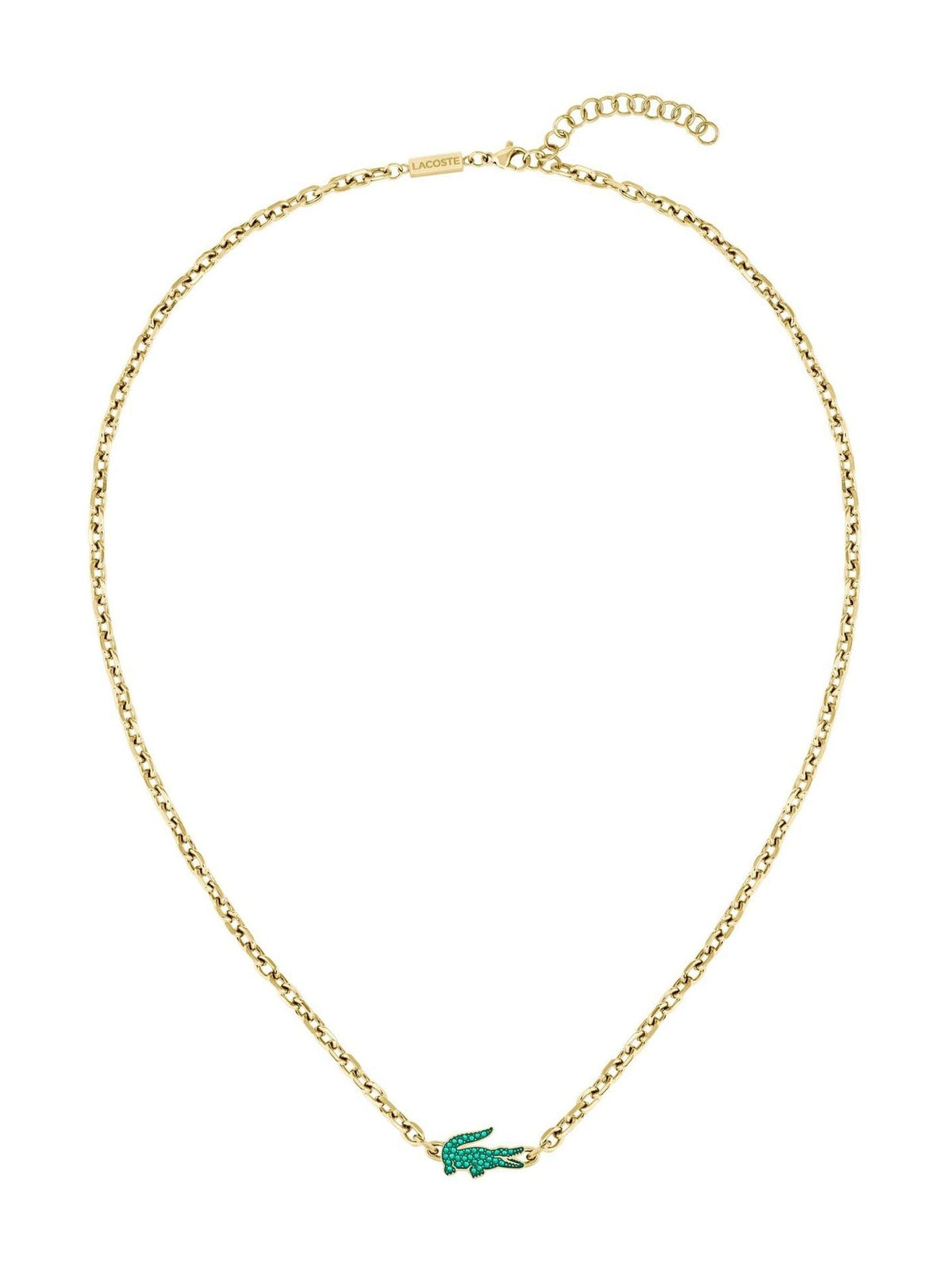 Lacoste gold tone Arthor IP link necklace, imported from the UK