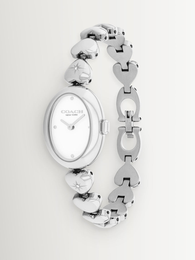 Coach Silver Tone Sammy Heart Bracelet Watch 22mm, UK version