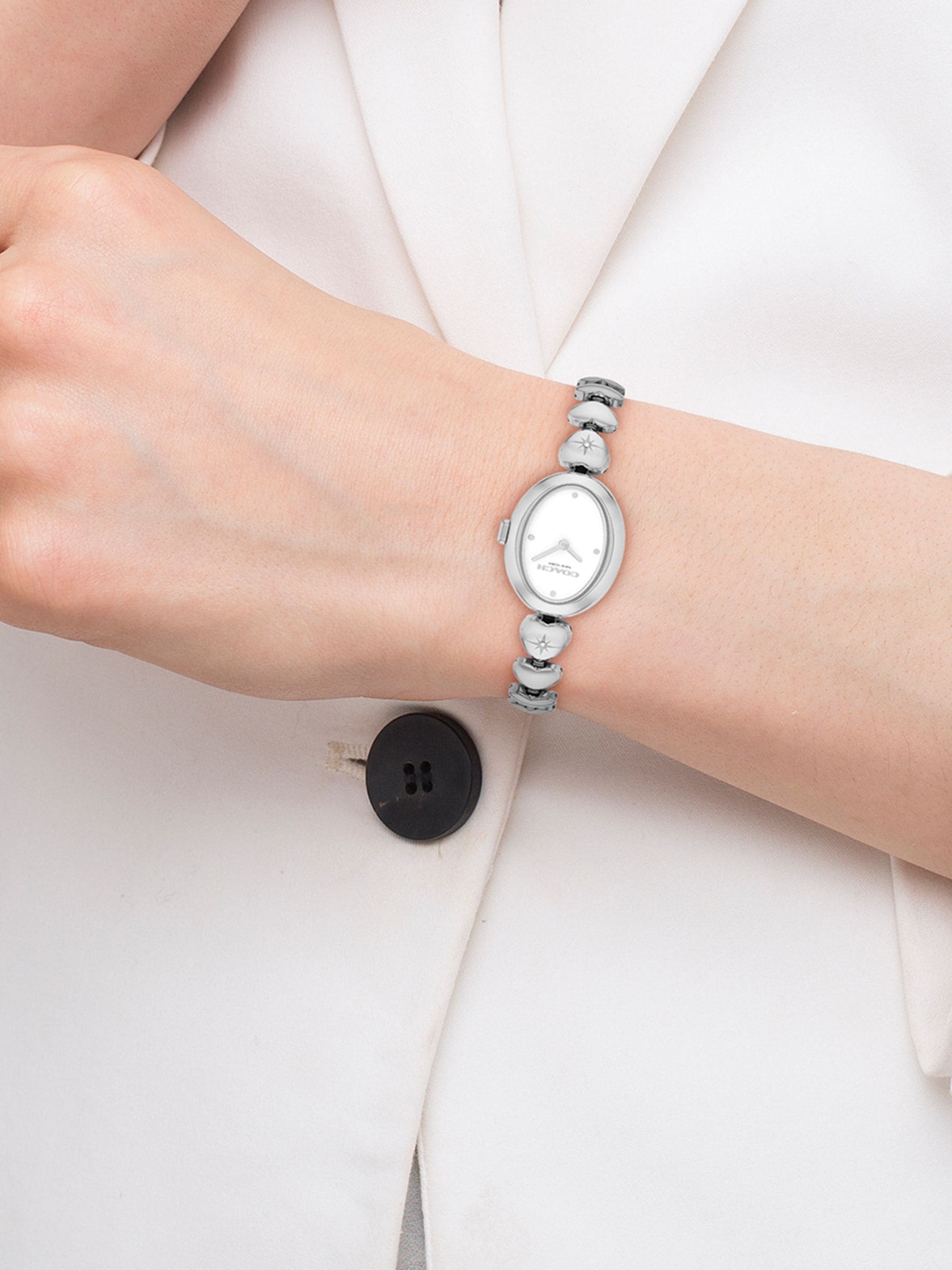 Coach Silver Tone Sammy Heart Bracelet Watch 22mm, UK version