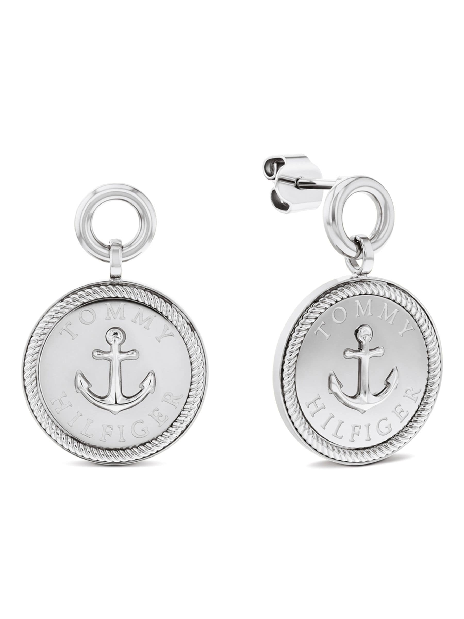 Tommy Hilfiger silver tone nautical charm earrings, imported from the UK
