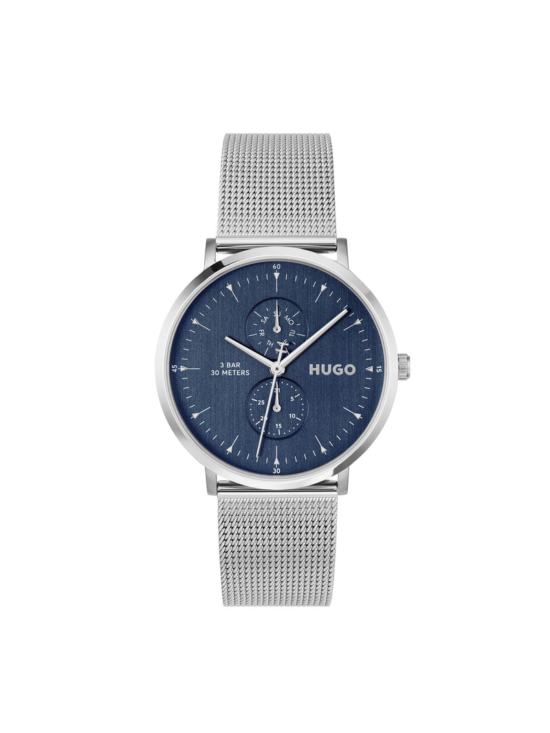 HUGO stainless steel mesh bracelet watch with blue dial - British product