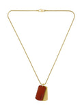 BOSS gold tone Devon IP necklace with leather tag, UK version