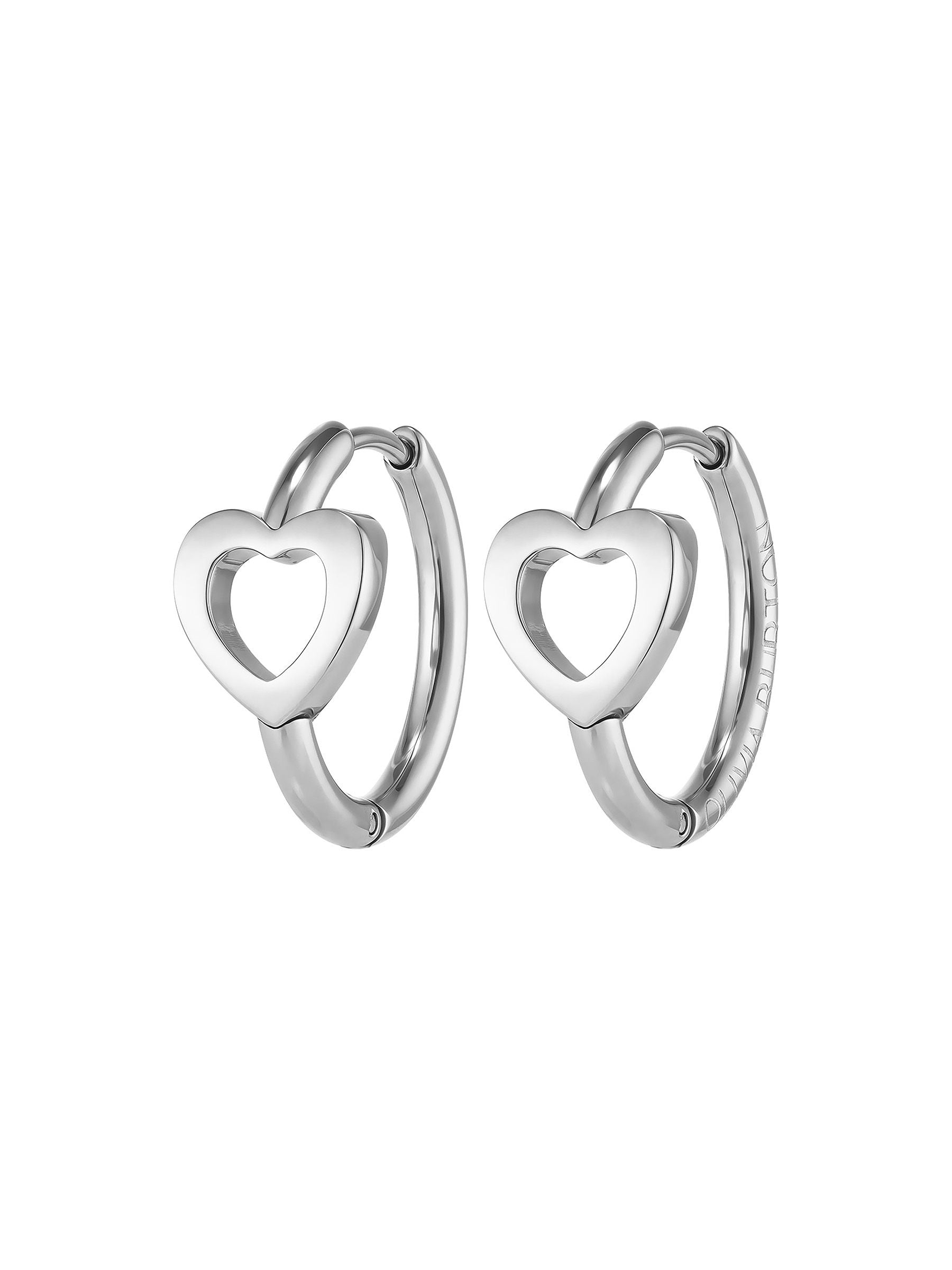 Olivia Burton silver tone heart hoop earrings 13mm - British product