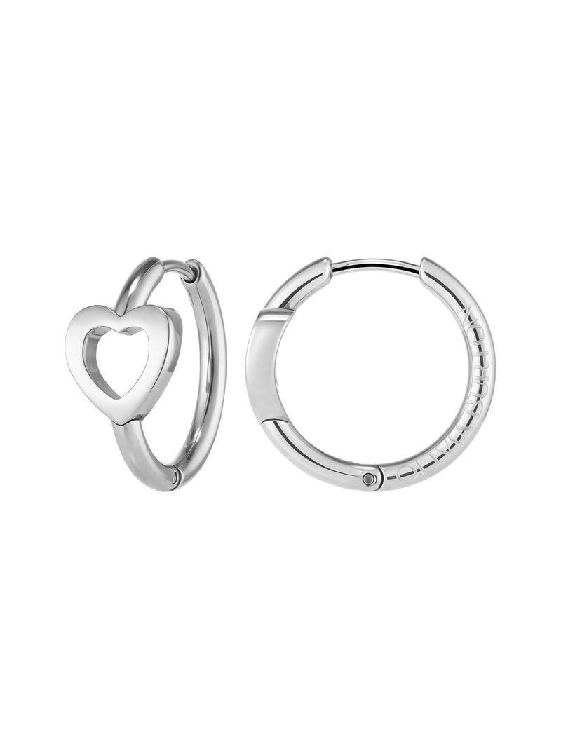 Olivia Burton silver tone heart hoop earrings 13mm - British product