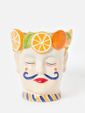 Oliver Bonas cream Luca face fruit ceramic plant pot 26cm - British product