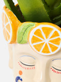 Oliver Bonas cream Luca face fruit ceramic plant pot 26cm - British product