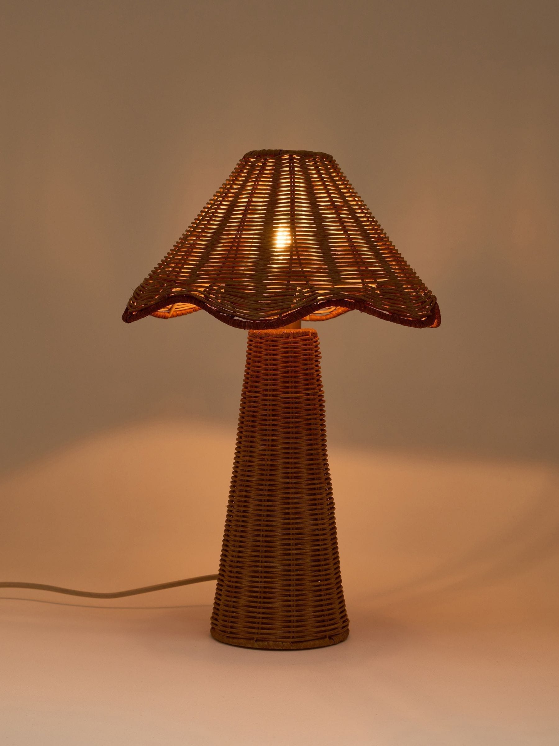 Oliver Bonas natural rattan desk table lamp 42cm, imported from the UK