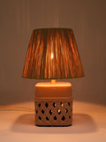 Oliver Bonas pink Savina ceramic raffia desk lamp - British product