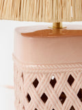 Oliver Bonas pink Savina ceramic raffia desk lamp - British product