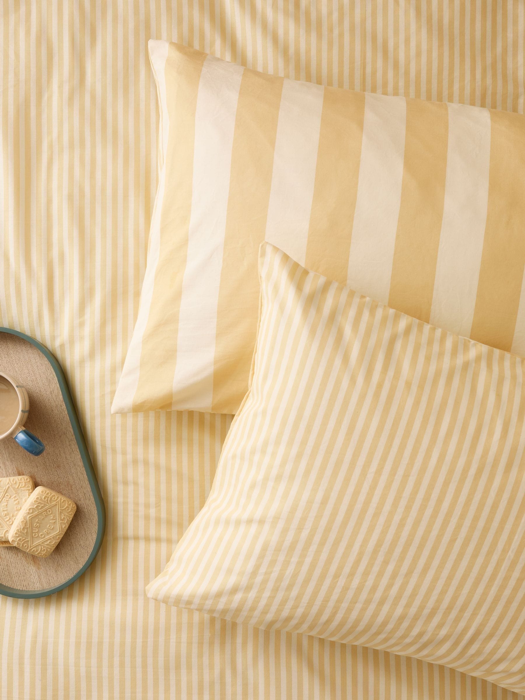 Furn Set of 2 Custard The Ultimate Stripe Reversible Pillowcase