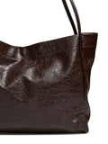 PIECES brown patent daily shopper bag - British product
