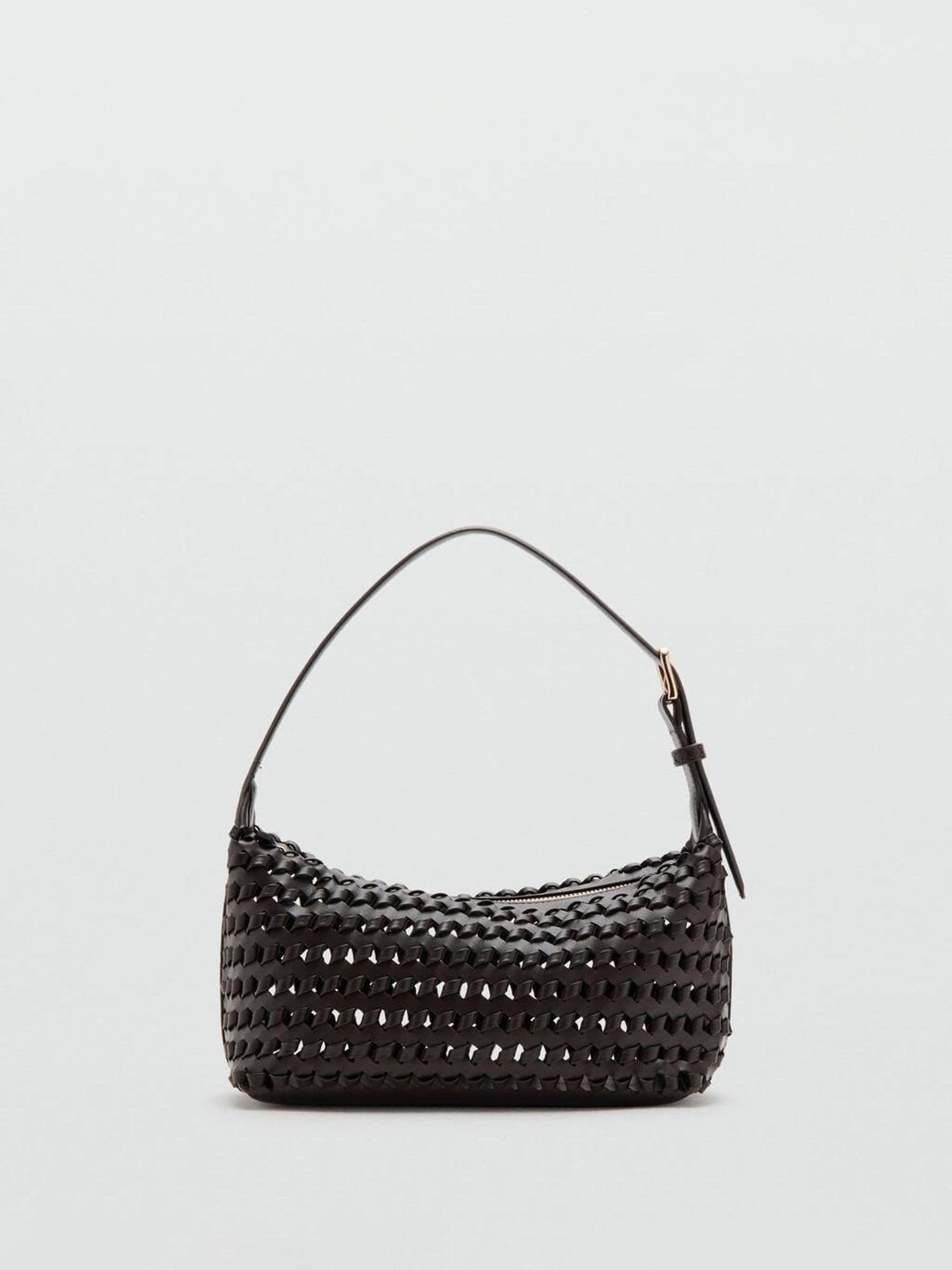 Mango brown braided shoulder bag medium, UK version