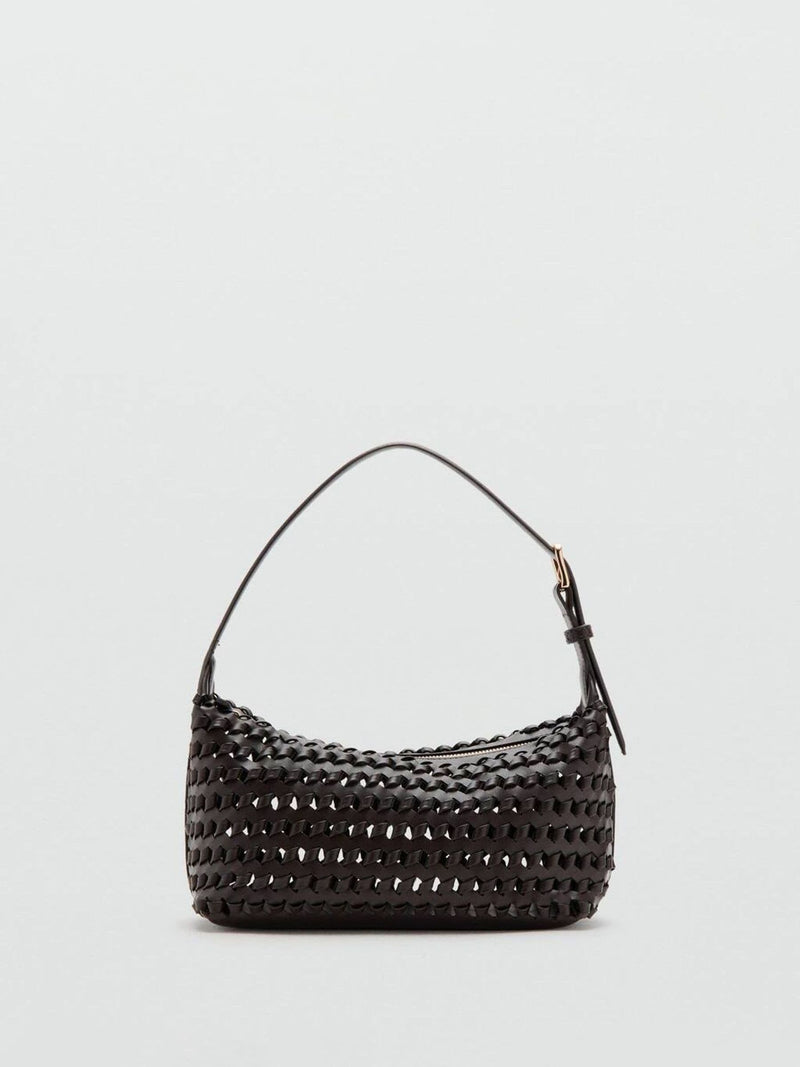 Mango brown braided shoulder bag medium, UK version