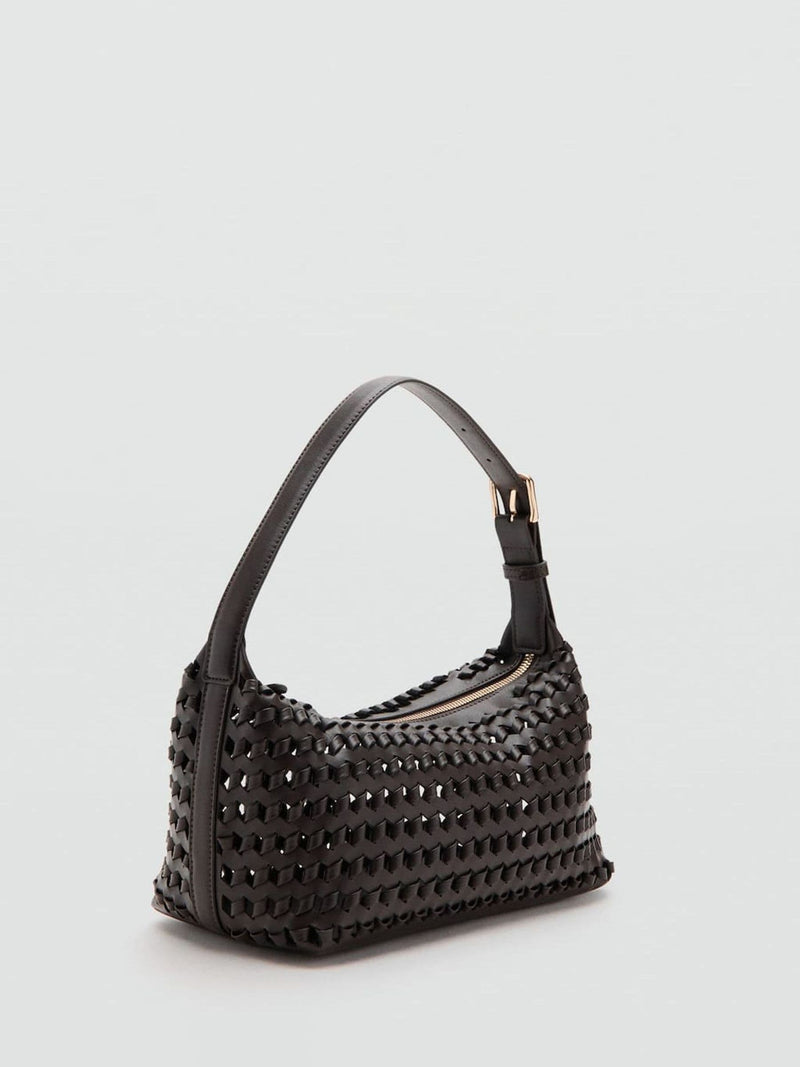 Mango brown braided shoulder bag medium, UK version